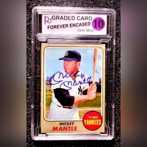 Mickey Mantle Topps Autograph Baseball Card Mint Condition Graded 10 Gem Mint